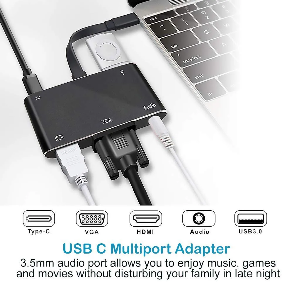 ?【Рождественский подарок 】4к USB C к HDMI адаптер для nintendo Switch, nintendo 5 в 1 концентратор адаптер, VGA, USB 3,0, аудио PD2.0