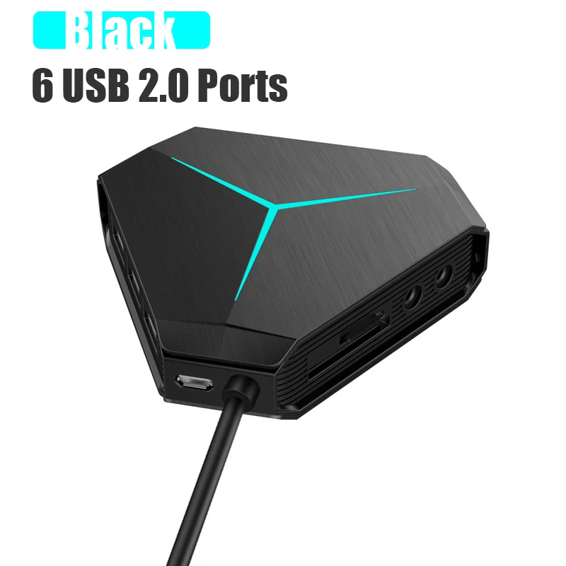 Мульти USB 3,0 концентратор USB разветвитель устройство для чтения карт SD TF с микрофоном Интерфейс высокая скорость 6 портов концентратор для ПК Компьютерные аксессуары - Цвет: BLACK 6 usb2.0 ports