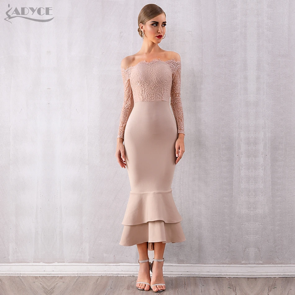 vestido bandagem manga longa