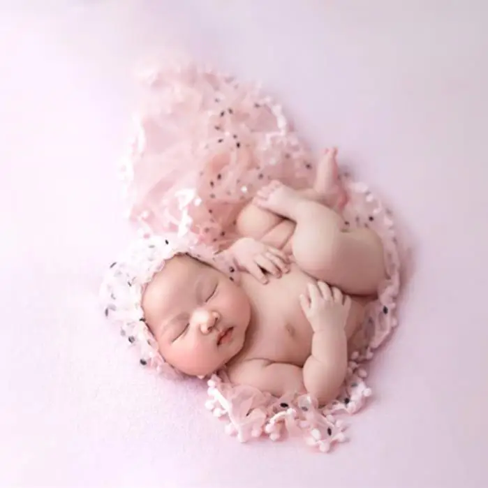 as photo ; Цвет слоновой кости; ажурная шапочка для новорожденных реквизиты для фотографирования ручной шитье из кружева, детский головной убор, кепка бейсболка красочный Жемчуг шапка, аксессуары для фотографий - Цвет: as photo