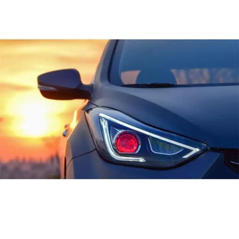 Боковой указатель поворота внешний стиль авто Drl светодиодные дневные ходовые части фары автомобильные фары в сборе для hyundai Elantra