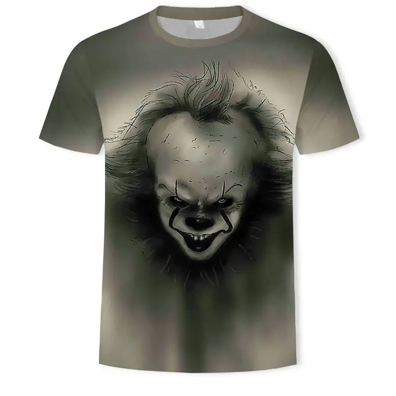 

IT movie men summer T Shirt Men's stephen king printed Halloween pennywise it Custom High Quality clown Tops Tees male t-shirt