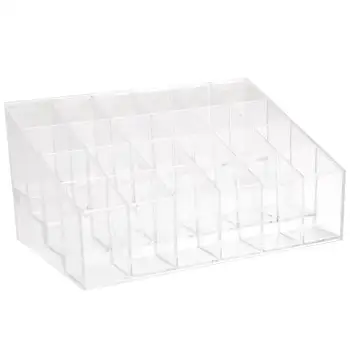 

24-Slot Clear Acrylic Trapezoid Makeup Lipstick Display Stand Storage Rack Holder Cosmetic Organizer