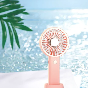 

Handheld Mini Fan USB Rechargeable Portable Cooling Fan with Stand Base 3 Speed Mode for Home School Office Travel