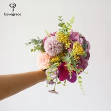 Lovegrace искусственный букет цветов в лесном стиле букет невесты искусственный шелк Роза Орхидея Гортензия помпон мини фрукты свадебные цветы