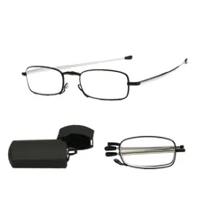Складные очки для чтения, мини дизайн, для мужчин и женщин, маленькие очки, оправа, черные металлические очки с коробкой, аксессуары для очков