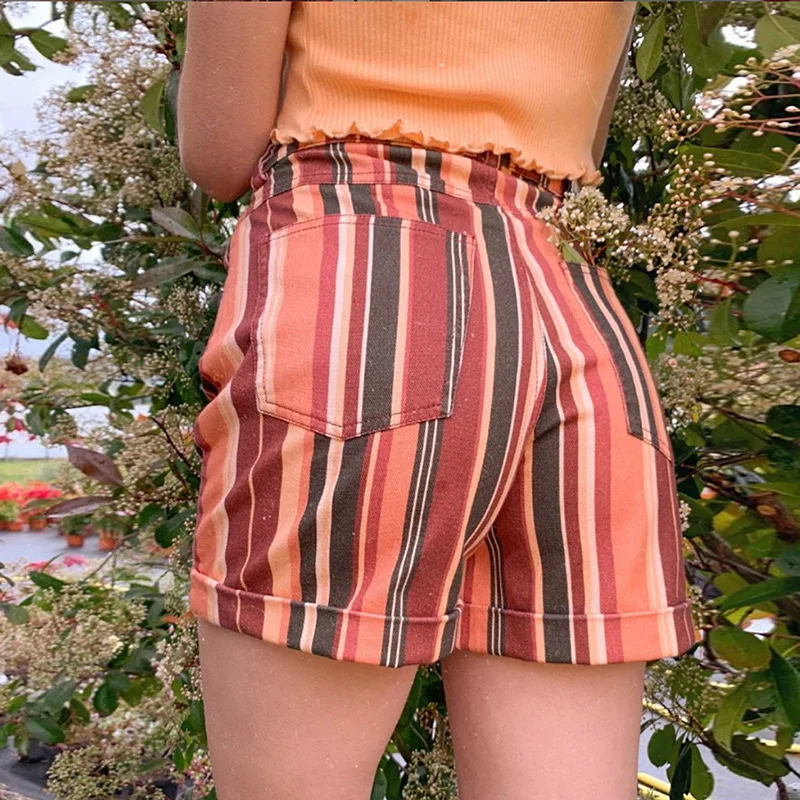 Новые женские модные контрастные цвета тонкие с высокой талией повседневные шорты