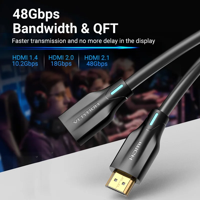 Vention-HDMI 2.1  ̺, UHD 8K/60Hz HDMI 2.1 Male to Female ̺ ͽٴ, PS4 TV Ʈ ڽ  HDMI ͽٴ