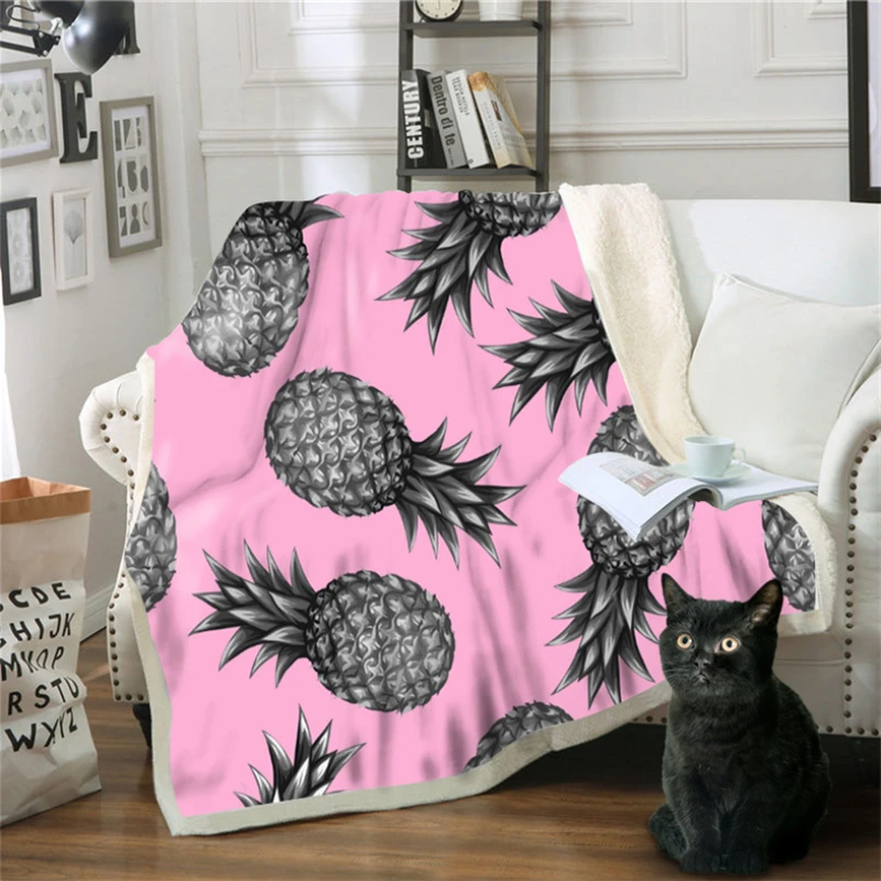 

Christmas Decorations for Home Colorful Pineapple Pattern Cotton Velvet Blanket Waterproof Anti-Pilling 100% Polyester