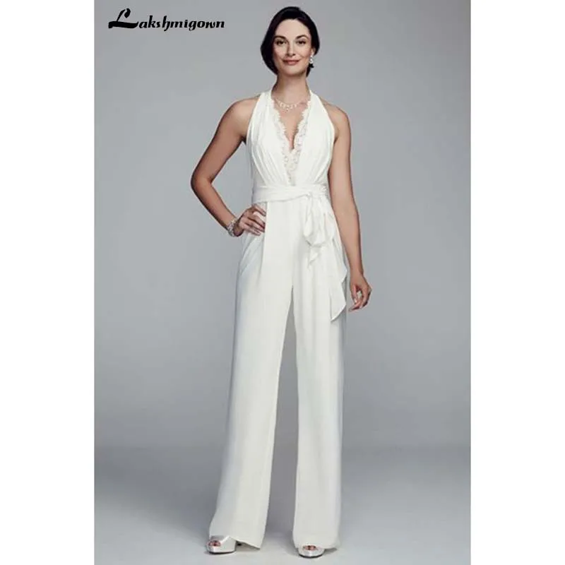 White Lace Bridal Pantsuit Flash Sales 