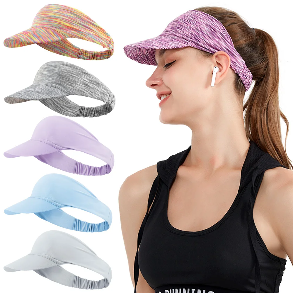 Portable Sun Visor Sports Cap Women Men Adjustable Quick Dry Golf Tennis Hat Lightweight Tie Dye Outdoor Sunscreen