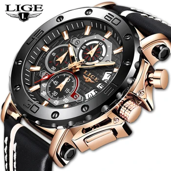 

2020 LIGE New Fashion Men Watches Top Brand Luxury Military Quartz Waterproof Chronograph Sport Men Watches Relogio Masculin+Box