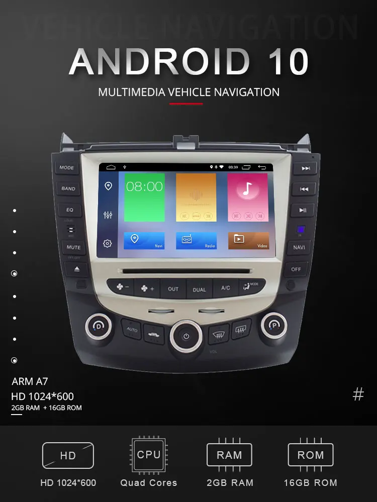 Topsna Android 10 автомобильный dvd-плеер для Honda Accord 2003-2007 wifi Автомобильный мультимедийный плеер gps Navi 2 Din автомагнитола стерео Авто RDS