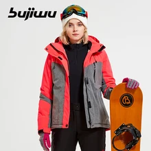 С капюшоном Для женщин лыжная куртка для сноубординга Костюмы ветрозащитный Водонепроницаемый утепленные Термальность уличная спортивная одежда Зимнее пальто стиль