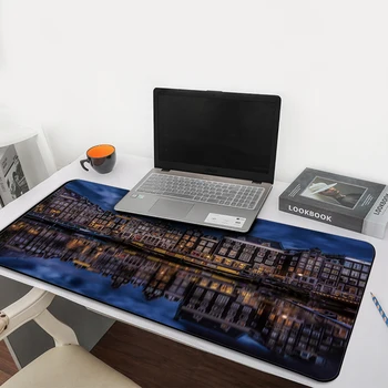 

Natural Rubber Gaming Mouse Fashion Ultra Thin Extra Large Mouse Pad City Night View Moon Mouse Pad Waterproof Anti-slip Mat