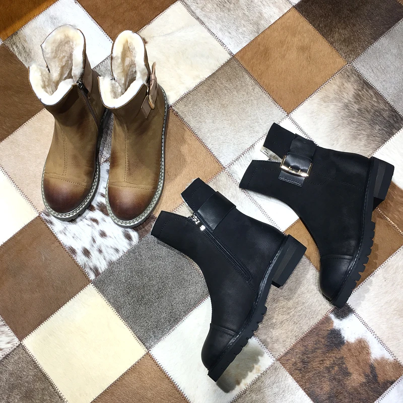 Зимние ботильоны из овчины женские зимние ботинки botas Mujer коллекция 2020 года