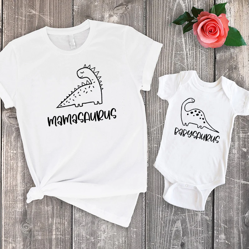 Mama Saurus Shirt Dinosaur Family Tshirt Papasaurus Babysaurus Custom Dinosaur Matching Clothes Baby Girl Outfit 7-12m