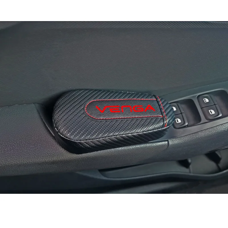 Для Kia Venga, 1 шт., углеродное волокно, кожа, авто подушка для ног, наколенник, Автомобильный Дверной рычаг, автомобильные аксессуары, защита для автомобиля