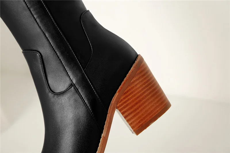 MORAZORA/ г., Новое поступление, зимние сапоги до колена из натуральной кожи Модная простая обувь с круглым носком женские ботинки