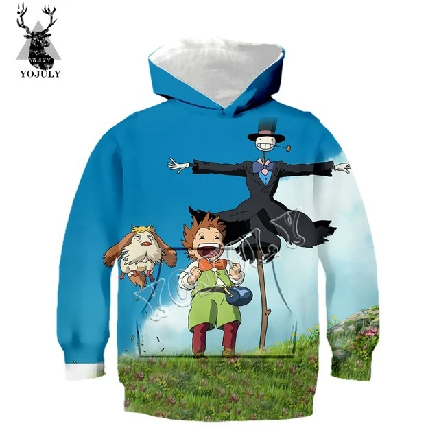 YOJULY Howl's движущийся замок 3D Drucken аниме Повседневный Уличная пуловер Мальчики Девочки Подростки длинный рукав Детская толстовка C71