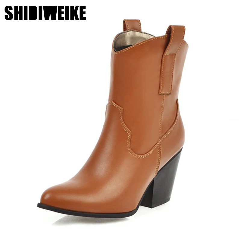 

2019 Pointed Toe Western Cowgirl Boots Chelsea Ankle Boots Shoes Women Cossacks Cowboy Boots Wedges Femal Shoes Botas Mujer J615