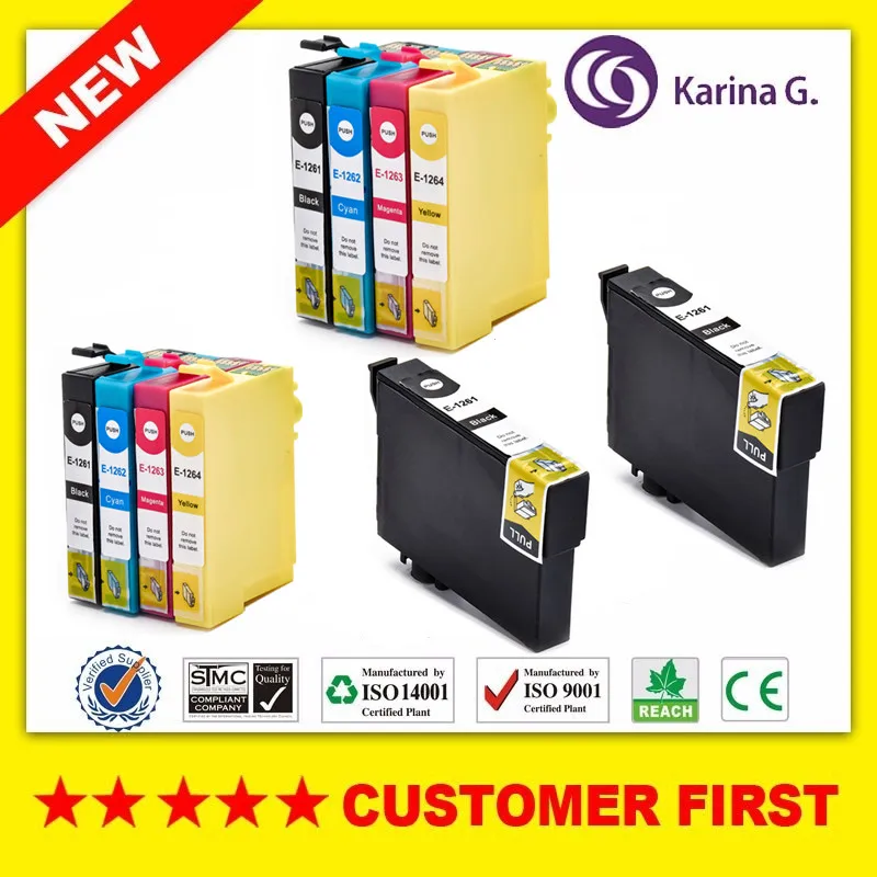 Совместимый картридж с чернилами для Epson T126 T1261 до T1264 подходит stylus NX330 430 520 435 545 630 Φ
