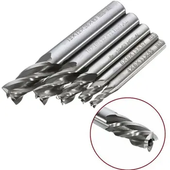 

Equipment End mill 4/6/8/10/12mm 5pcs HSS Silver Cutter Straight Shank