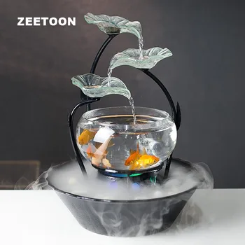 

110V-220V Ceramic Water Fountain Fish Tank Office Desktop Humidifier Water Feature Waterfall Wedding Gift Home Decoration Crafts