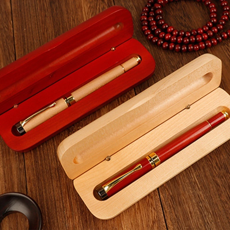 Handmade Ballpoint Pen Gift Box Wooden Pen Boxes Empty Case Collection Box for business Birthday Single Pen Case
