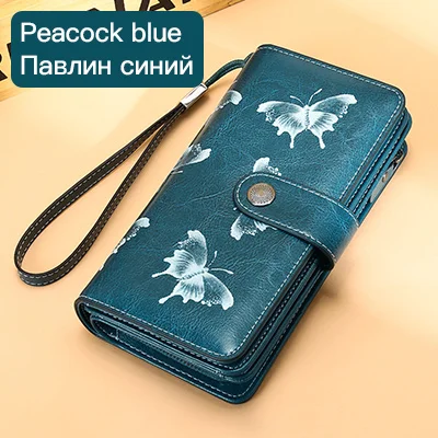 SENDEFN, новинка, Женский кошелек из спилка, Женский Длинный кошелек, Женский кошелек на молнии, ремешок, сумка для денег, кошелек для iPhone 7-8, 5217-5 - Цвет: Blue