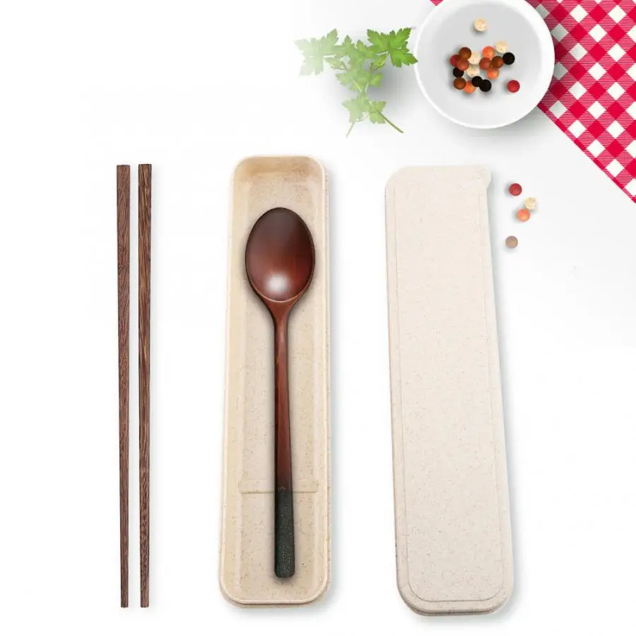 

kitchen Items Portable Reusable Eco-friendly Wheat Straw Chopsticks Fork Spoon Storage Holder Case Box
