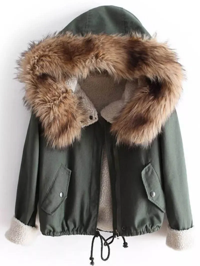 Осень и зима новые продукты большой меховой воротник с капюшоном женское платье Lazada повседневное пальто