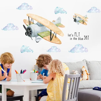 

Cartoon Airplane Wall Stickers for Kids rooms Nursery Removable Vinyl Wall Decals Sticker for Room Decoration Home Wall Decor