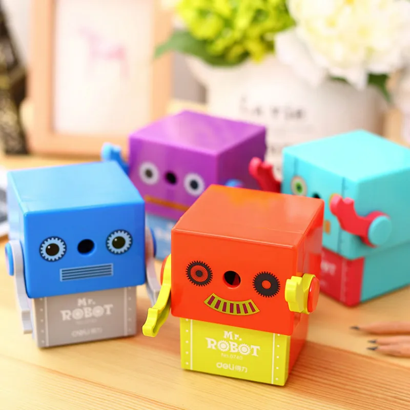 1 Pc Cute Robot Pencil Sharpener Automatic Pen Entry Pencil Sharpener