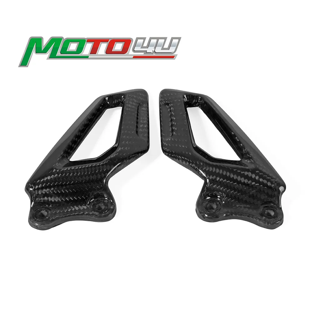 New Carbon Fiber Motorcycle Heel Guard Rearset Plate Foot Peg Protector 3K overlay Gloss For BMW S1000RR S1000 RR 2019 2020