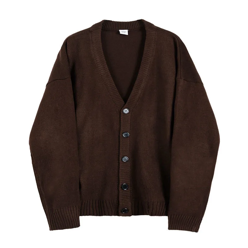 Men's Wear Knitted Sweater Loose V-neck Single-breasted Solid Color Knitted Cardigan Coat Autumn 9Y3266 knitted sweater coat knitted cardigan