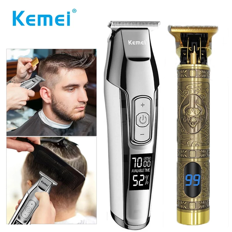 Kemei 0 мм Парикмахерская Машинка для стрижки волос заряжаемая бритва