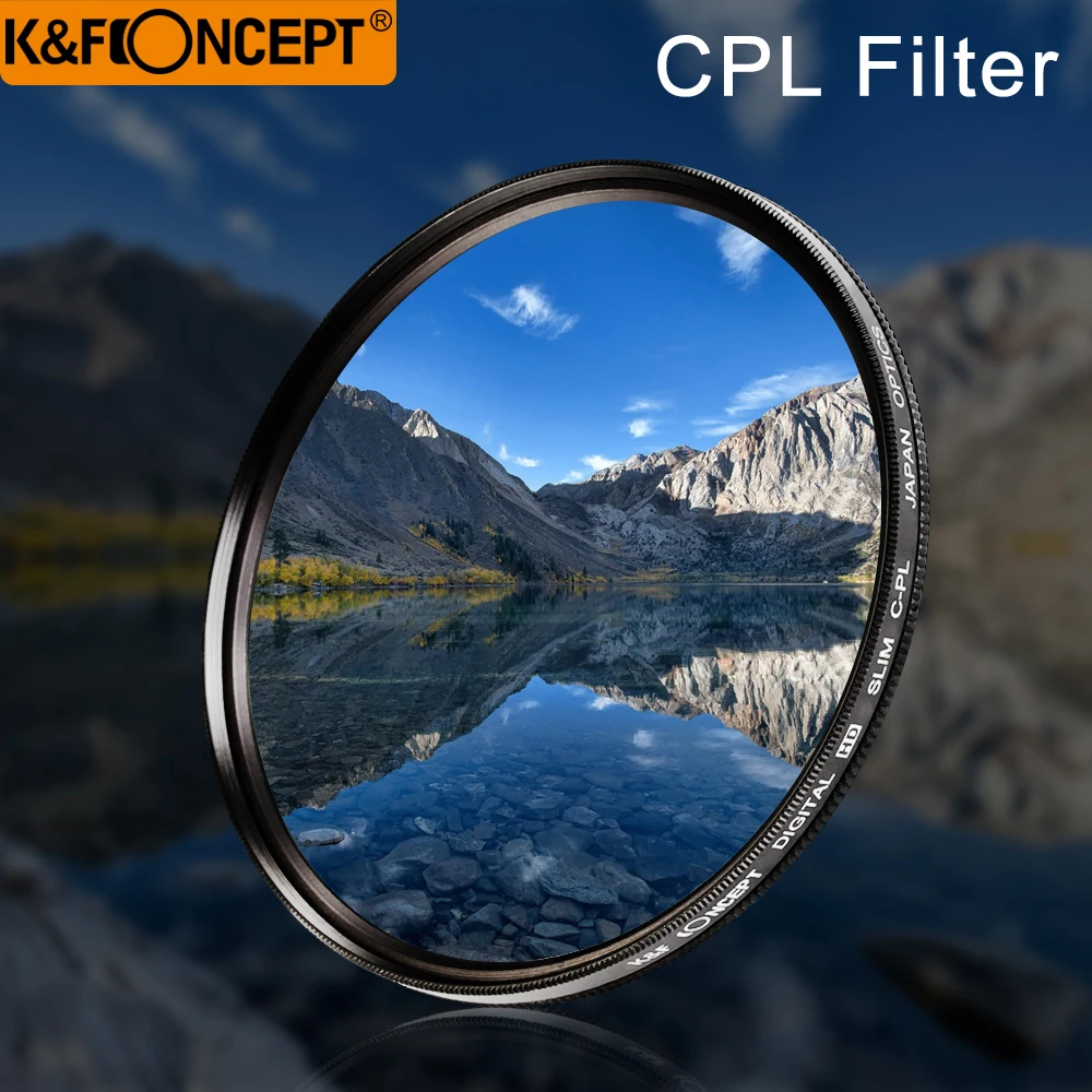 Meilleur K   F Concept 52 55 58 62 67 77 mince CPL HD polariseur circulaire lentille polarisante filtre chiffon de nettoyage pour Canon NIKON