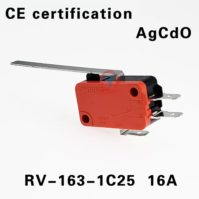 Обновление RV-163-1C25 V-153-1C25 16A 250V 380Vmicro переключатель с длинным рычаг пуш-ап