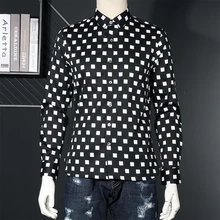 Рубашка из чистого хлопка мужская брендовая деловая мужская с длинным рукавом Тонкая мужские рубашки клетчатая печатная Повседневная Женская сорочка рубашки мужские