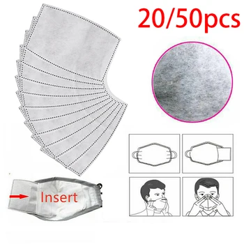 

20/50PCS Outdoor PM2.5 Activated Carbon Filter Face Cover Breathing Insert And Face From Dust, Haze, Germs, Allergies,Smoke