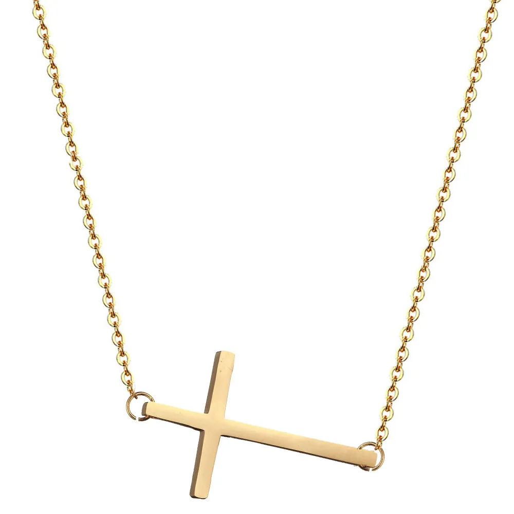 316L нержавеющая сталь христианский пустой крест кулон ожерелья для женщин мужчин религиозный Христос католические ожерелья ювелирные изделия - Окраска металла: B-Gold