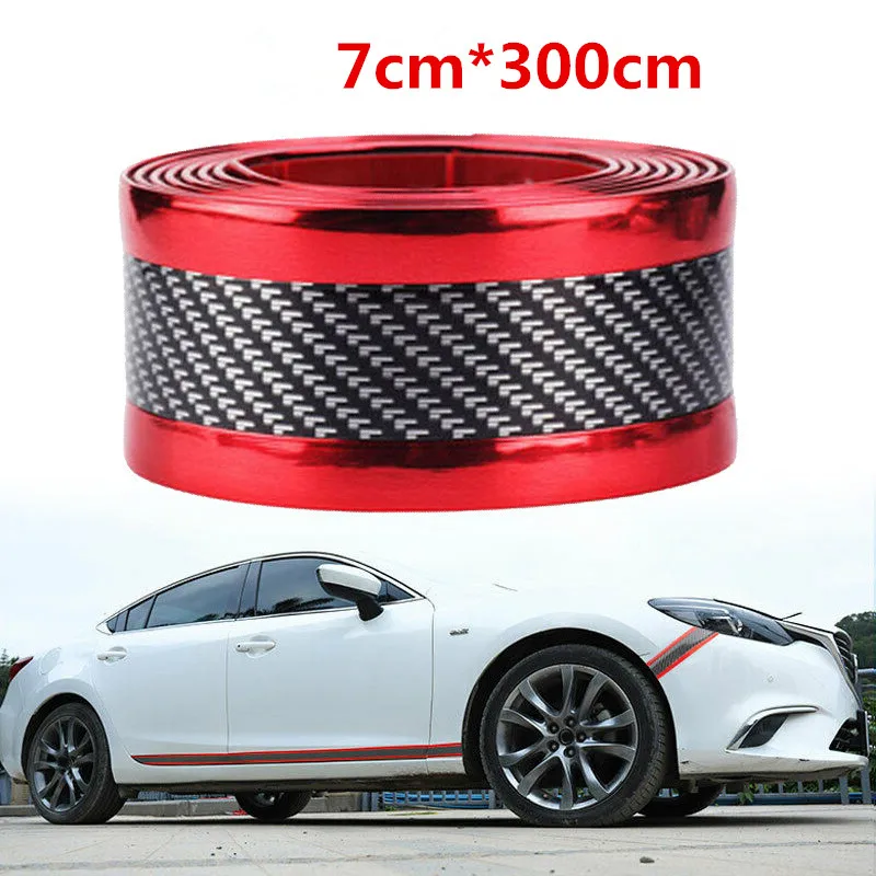 

Car Sticker Carbon Fiber Rubber DIY Door Sill Protector Edge Guard Strip 10CM*3M