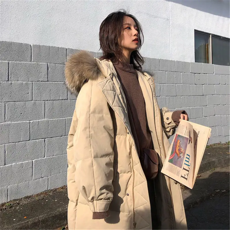 

Cotton Clothing female 2019 New Winter Jackets thicken Warm Coat Hooded fur Collar Down Jacket Women Winter Parkas Overcoat V919