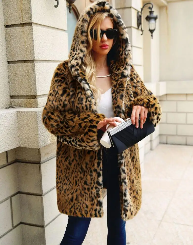 Осенняя куртка из искусственной норки, женская кожаная куртка с капюшоном и леопардовым принтом, кожаное пальто с мехом, женские тонкие куртки jaqueta de couro fashion