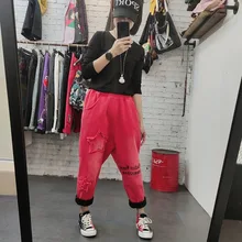 Мешковатые красные черные флисовые Джинсы женские теплые бархатные ковбойские брюки с эластичной талией джинсовые шаровары брюки с вышивкой уличные брюки