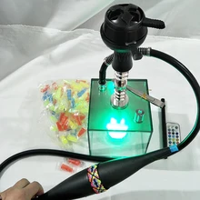 Новая акриловая трубка для кальяна набор со светодиодный светильник Narguile Sheesha Chicha чаша силиконовый шланг весна уголь пинцет аксессуары