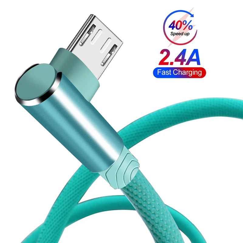 

Micro Usb Cable Fast Charging 90 degree elbow Data Sync Mobile Phone Android Charger Nylon Cable For Samsung S7 S6 Cabel Kablo