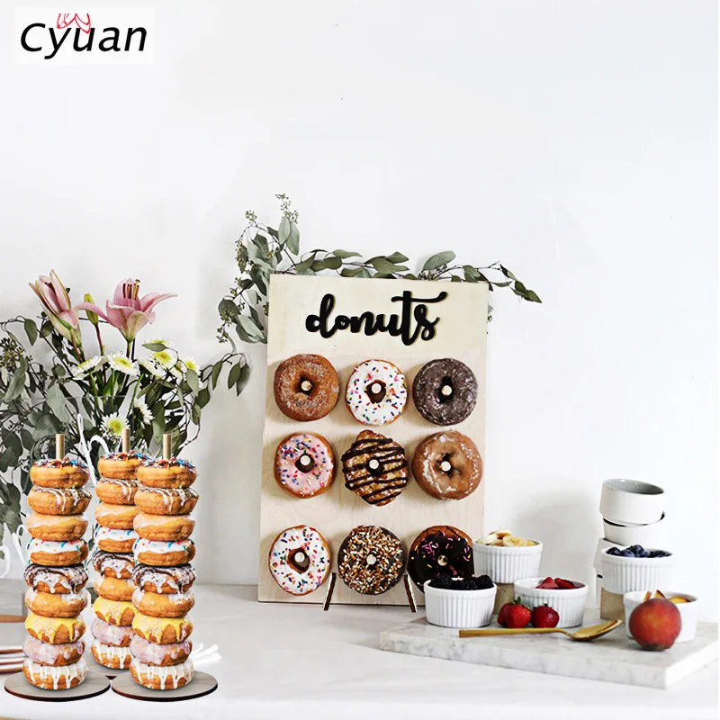

Cyuan Wooden Donut Wall Stand Donut Party Decor Doughnut Holder Bride Wedding Party Decor Birthday Party Supplies Babyshower