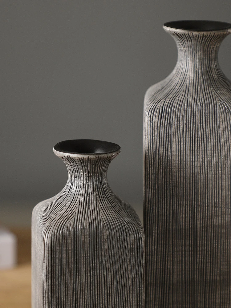Creative Resin Vase for Home Decoration, Nordic Grey Flower Bottle, Minimalist Decor Crafts, Living Room Accessories 5